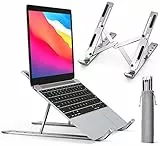 ivoler Laptop Ständer, 6-Stufe Höhenverstellbar Laptop Stand, Faltbarer Aluminium-Riser, Tragbar Belüfteter Notebook Ständer Kompatibel mit 10-15,6 ” Laptop, Tablet - Silber