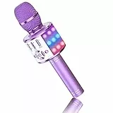 BONAOK Karaoke Kinder Mikrofon, Bluetooth Singen , 4 in 1 Kabellos Effekt , Musik Singmaschine für Zuhause Party, Kompatibel mit iPhone/Android(Light Lila)