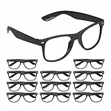 Relaxdays Partybrille 12er Set, für Partys, Karneval und Festivals, aus Kunststoff, Nerdbrillen ohne Gläser, schwarz