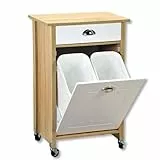 Kesper |Küchenwagen mit Mülltrennsystem, Material: Faserplatte, Maße: B 50 x H 78,5 x T 37 cm, Farbe: Braun, Weiß | 25508 13