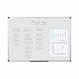 Bi-Office Magnetisches Whiteboard Maya, 90 x 60 cm, Lackierte Stahloberfläche, Trocken Abwischbar, Memoboard mit Aluminiumrahmen und Stifteablage, Magnettafel