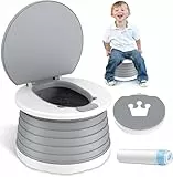 Töpfchen Für Kinder Baby Toilettensitz Ab 1 Jahr Reisetöpfchen Faltbar Für Unterwegs Baby Training Für Jungen Mädchen Windelfrei Auto Klapp Kinder mit 15 Potty Liners(Grau)