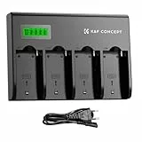 K&F Concept 4-Slot NP-F Batterieladegerät mit LCD Bildschirm, Euro Stecker, Kompatibel mit Sony NP-F550 F570 F750 F770 F930 F950 F960 F970 Kamera Li-Ion Batterie
