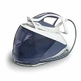 Tefal Pro Express Protect Dampfbügelstation, 7,6 Bar Dampfdruck, variable Dampfmenge: 140 g/Min., Dampfstoß: 550 g/Min., Anti-Kalk-Kollektor, vertikale Dampffunktion, blaugrau/weiß, GV9225