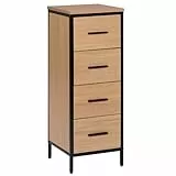 EUGAD Badezimmerschrank, Badschrank, Kommode mit 4 Schubladen, Beistellschrank, Schrank für Badezimmer, Wohnzimmer, Schlafzimmer, Küche, Flur, aus Metall + Holzwerkstoff, 30x82x30 cm