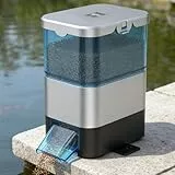 Pawfly Automatischer Fischfutterautomat für Teiche, 2,8 L großes Fassungsvermögen, Teichfutterautomat mit Timer, einstellbarer Futterspender, feuchtigkeitsgeschützt für Koi im Außenbereich, batteriebe