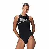 Speedo End+ Logo One Piece Schwimmanzug für Damen, Schwarz, 38