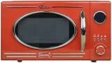 Kalorik Retro Mikrowelle, Rot, Vintage-Design, mit Grillfunktion, Digitale Steuerung, MW2600DGR 1150W, 12 automatischen Kochprogrammen, Digitales LED-Display, Timer, Ø25,5cm, 49,1×38,4×28,5cm