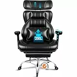 BASETBL Bürostuhl 200kg, Chefsessel mit 4-stufiger Gasdruckfeder, 3D Armlehnen, Verstellbarer Lendenstütze & Kopfstütze, Leises Gummirollen, XXL breiter Sitz, EN12520, ergonomischer Schreibtischstuhl