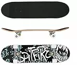 Skateboard Komplette Cruiser Skateboard für Kinder Jugendliche Erwachsene,7-Lagiger Kanadischer Ahorn Double Kick Deck Concave mit All-in-one Skate T-Tool für Anfänger (79.5 * 20 * 13CM)