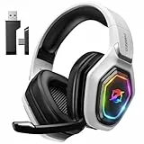 Ozeino OW810 Gaming Headset 40h Akku & Spielen beim Laden, 2.4GHz+BT(≤30ms), 7.1 Surround Sound Wireless Headset Mit Mikrofon für FIFA/CS:GO/Streaming, Kompatibel für PS5/PS4/Switch/Mac, Kristallweiß