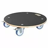 WAGNER Pflanzenroller Maxigrip Ø 58 x 14,5 cm I Transporthilfe & Kübelroller f. Außenbereich + Innenbereich I FSC®-Schichtholz I 2 Total-Feststeller I Tragkraft 300 kg I Made in DE - 20116801
