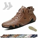 Herren Damen Handgefertigte High-Top Slip-On Stiefel, Beck Schuhe, Outdoor Wasserdicht Rutschfest Leicht Atmungsaktiv, Chukka Boots, Freizeit Barfuß Sneakers zum Wandern & Fahren(Coffee brown,39 EU)