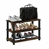 Furinno Turn-S-Tube Schuhregal mit 3 Ebenen, Bernsteinkiefer/Schwarz