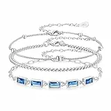 GEMAURA 3 Stück Armband Gold für Damen, Verstellbares Silber 925 mit Zirkonia 14 Karat Vergoldet Stapelbar Kubanisches Set für Mädchen