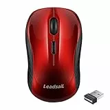 LeadsaiL Maus Kabellos, 2.4G Wireless Maus Leise mit USB Empfänger, 1600 DPI Optical Tracking, 4 Tasten Mäuse, Für Links- und Rechtshänder, Kompatibel mit PC, Mac, Laptop, Windows - Rot