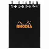 Rhodia 115009C Notizblock (A7, Doppelspirale kariert, 80 Blatt) 1 Stück schwarz
