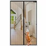 Flammhemmend Fliegengitter Balkontür Magnet,Glasfasermaterial,95x220cm Stärkere Magneten Fliegengitter Tür,Fliegengittertüren Ohne Bohren,Insektenschutzgitter Für Balkontür/Terrassentür,Schwarz