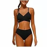 XINYUNZU Bikini Mädchen Zweiteiler Badeanzug Bademode Schwimmanzug Swimsuits Girls Badebekleidung Schwimset Strand Urlaub Badebekleidung Mode Badeanzüge für Kinder und Teenager Schwarz 14 Jahre