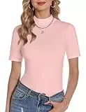 Totatuit Damen Rollkragen Pullover Frühling Sommer Herbst Winter Kurzarm Eng Strick Mode Oberteile bequem Stretch