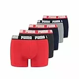 Puma Herren Boxer Unterwäsche, Blau/Rot/Schwarz, M (5er Pack)