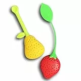EKNA® Teekugeln | Teeei | Teesieb | Teefilter | Obst - Zitrone & Erdbeere - für Teeliebhaber - 2er-Set, aus Silikon, BPA-Frei