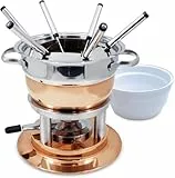 Swissmar F66415 Lausanne Fondue Set 11-teiliges, Kupfer/Edelstahl, 1.8L, Fondue-Set für Fleisch, Käse und Schokolade, für 6 Personen, Geschenkset