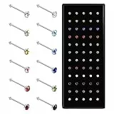 Aroncent 22G Chirurgenstahl Nasenstecker Piercing: Kristalle Körper Nasen Piercing Helix Ohrring Körperschmuck Set 60 PCS