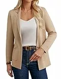 GRACE KARIN Damen Strickjacke Casual Cardigan Langarm Button Down Anzugkragen Cardigan Khaki XXL