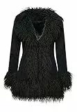 Superdry Damen Afghanischer Mantel mit Kunstfellfutter Schwarz 36