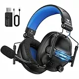 WESEARY Bluetooth Kopfhörer, 2,4G Wireless Gaming Headset mit Mikrofon für PS5, PS4, PC, Switch, Mac, Faltbarer Surround Sound Noise Cancelling mit LED Licht, Über 50 Stunden Akkulaufzeit