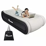 YITAHOME 2x1m Deluxe Luftmatratze Selbstaufblasend, Luftbett mit Integriertem Kissen & Eingebauter Elektrischer Pumpe, Aufblasbare Matratze mit Transporttasche für Gäste, Heimgebrauch, Grau & Schwarz