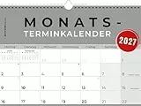 Monatsterminkalender 1M/1S 2027: Wandkalender A4 30 x 21 cm, 1 Monat pro Seite, 16 Blatt, Drahtkammbindung mit Aufhänger, Wochenzählung, Vor- & Folgemonat, Sonn- & Feiertage