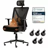 Dowinx Bürostuhl 270 kg, Ergonomischer Schreibtischstuhl mit Dicker Sitzpolsterung, Verstellbarer Lendenstütze, Höhenverstellbarer Rückenlehne, 3D-Armlehnen, Metall-Fuß, Schwarz