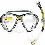 Cressi Big Eyes Evolution Schnorchelmaske - Schnorchel & Taucherbrille Erwachsene - Schnorcheln & Tauchen - Brillentauglich - Transparent/Gelb - Kombo Set