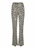 Noisy may Damen Flare Hose mit elastischem Bund und ausgestelltem Bein, Farben:Beige-Schwarz, Größe:L