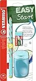 STABILO - Schul-Set für Linkshänder - EASYgraph in blau - inklusive Spitzer + Radierer