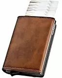 HAFEID Magnet Wallet Slim - Kartenetui mit RFID Schutz - Portemonnaie mit Münzfach und Scheinfach - Kreditkartenetui und Geldbeutel - Geldbörse für Damen und Herren - mini Portmonee Braun