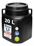 Garronda 20 Liter BPA-freies quadratisches Fass und Futtertonne Weithalsfass Wassertank und Behälter mit Deckel für Sauerkraut sowie Surfass Pökelfass für Fleisch GD-0088 Schwarz