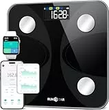 RunSTAR Körperfettwaage, Waage Personen mit Großem Display 180 kg/400 lbs, Personenwaage Digitale Analysator für 13 Essentielle Körperwerte, mit App-Synchronisierung