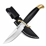 TIVOLI 9.8cm Gürtelmesser aus hochwertigen D2 Stahl,59HRC Scharfe Camping Messer mit Lederscheide,Outdoor Messer Feststehende Klinge Jagdmesser,Bushcraft Survival Messer für Überleben Wandern BBQ