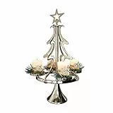 Loberon Adventskranzständer Gaetana, Festlicher Chic, Tannenbaum-Form, für Stumpenkerzen, Adventsdekoration, Advent, Weihnachten, Weihnachtsdeko, Aluminium, Silber