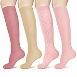 ACWOO 4 Paar Kompressionsstrümpfe für Damen Herren, Bunte Stützstrümpfe Kompressionssocken, Damen Socken für Sport, Flug, Laufen, Reisen, Radsport, Krankenschwester (L/XL)