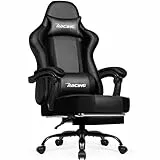 minnouat Gaming Stuhl Ergonomischer mit Fußstütze, Gaming Chair Bürostuhl 150 kg Belastbarkeit, Gamer Stuhl aus Kunstleder, Höhenverstellbarer PC Zockerstuhl für Jugendliche Erwachsene, Schwarz