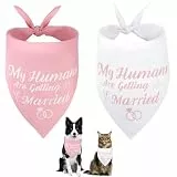 SZEE 2 Stück Hundehalstuch Hochzeit Hunde Kostüm Bandana,My Humans Are Getting Married, Dog Bandana Hochzeit Deko Halstuch,Leichtes Halstuch Waschbarer, Ideale Haustiergeschenk, Rosa+Weiß, L