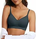 OEAK Nahtloser BH Damen ohne Bügel V-Ausschnitt Zero Feel Bralette Ultrakomfortabler Tshirt BH Soft Schlaf BH Push Up Gepolstert Bügelloser Bustier,Marineblau,S