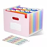 ThinkTex Dokumentenmappe A4, 12 Fächern Sortiermappe Fächermappe Datei Organizer, Aufrecht und oben offen, Akkordeon Ordner Tragbar Sortiermappe für Zuhause oder Büro Dokumente - Morandi Lila