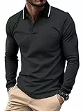 JACKETOWN Poloshirt Herren Langarm Knopfkragen Arbeitshemd Atmungsaktiv Arbeits Poloshirts Button Down Polohemd Golf Frühling Herbst Casual Polo Hemd,Dunkelgrau,XL