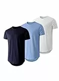 JMIERR 3 Pack T Shirt Herren Sommer Basic Einfarbig T-Shirt Baumwolle Slim Fit Hemd Kurzarm Sportwear Himmelblau/Blau/Weiß XL