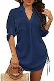 StylSense Damen Strandkleid Sommer Bikini Cover Up Badeanzug Sommerkleider Damen Leicht Strandponcho bluse mit Tunnelzug (Blau, M)